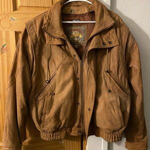 Vintage Leather Adventure Bound 3M Thinsulate Brown Bomber Jacket L